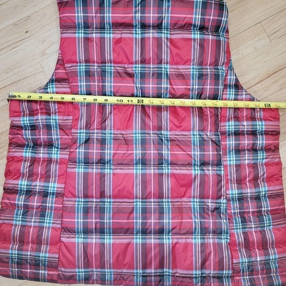 Lands' End Down Fill Puffer Vest Plaid Red - Picture 9 of 9